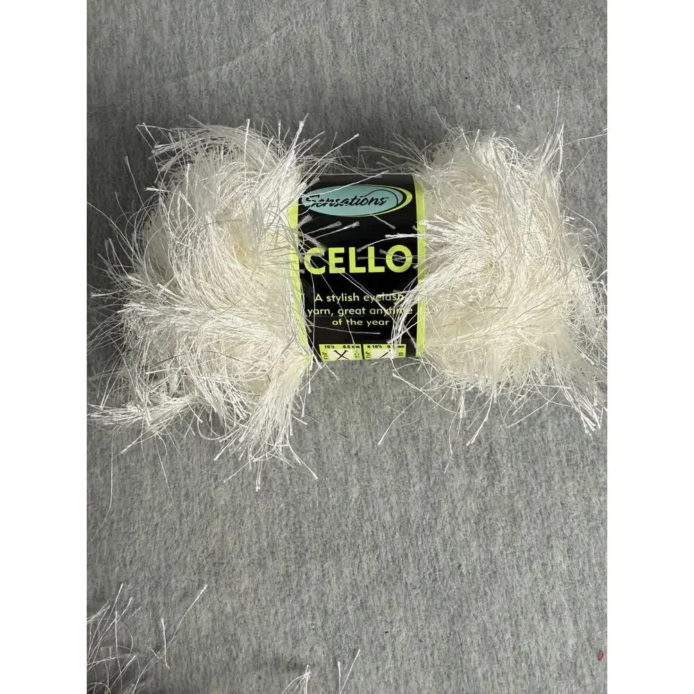 Sensations Cello Eyelash Yarn Mixed Lot of 6 Solid Purple White Mink Black